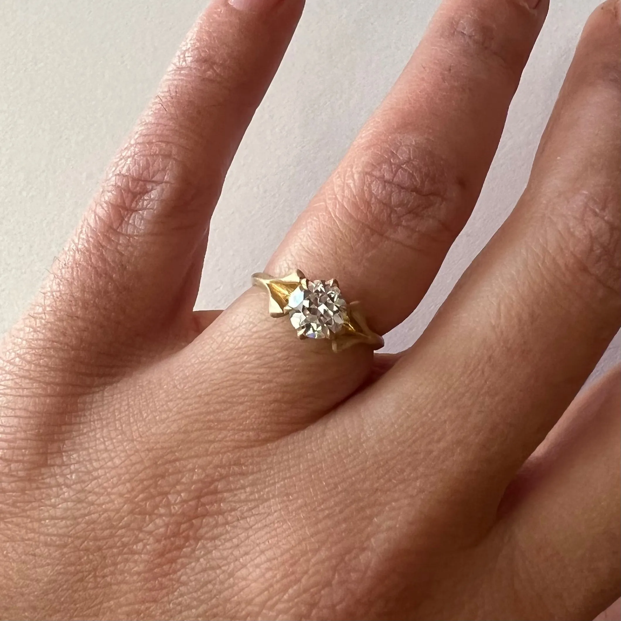 The Nouveau- 1.01ct transitional cut diamond & 14k yellow gold