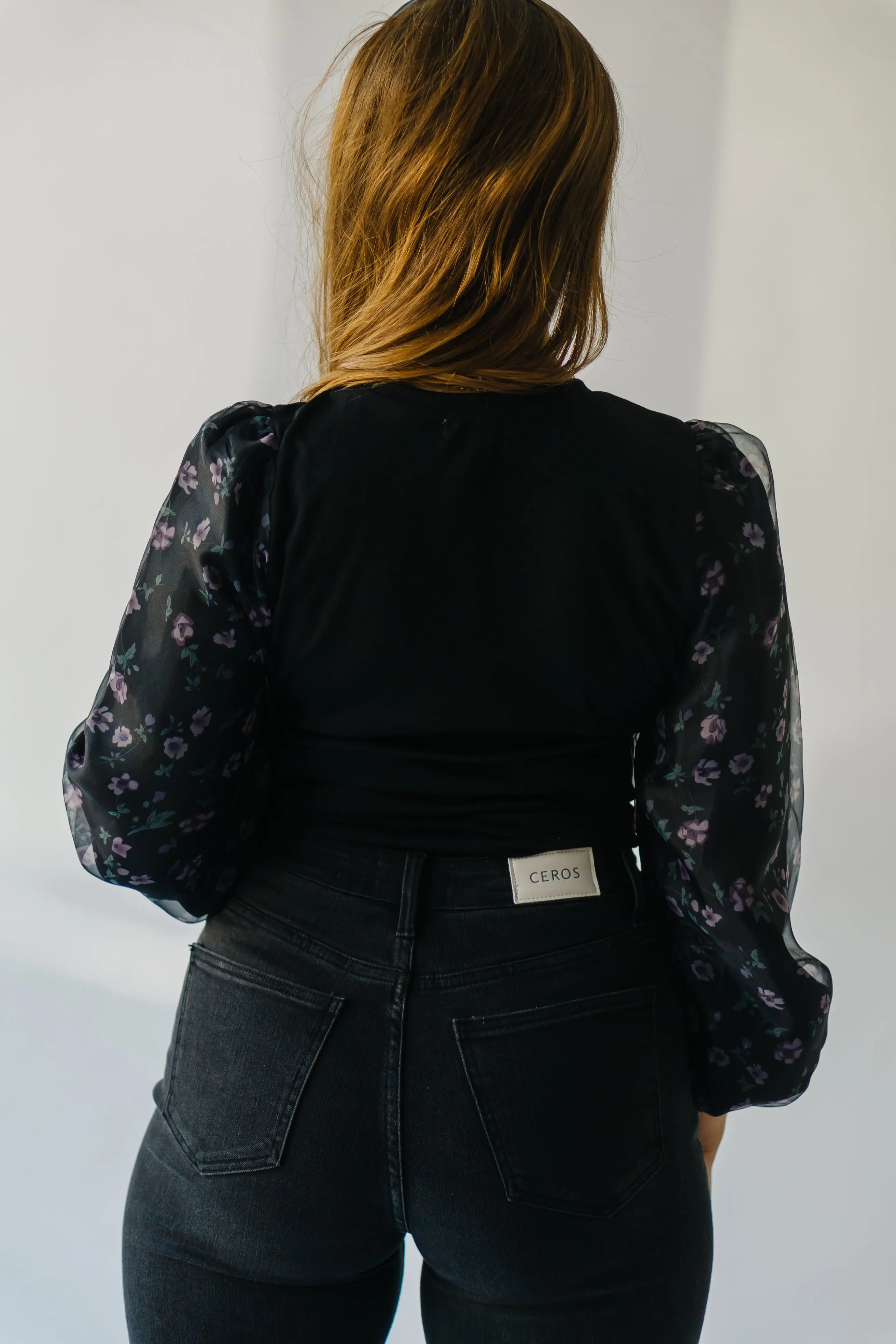 The Scobey Floral Detail Blouse in Black