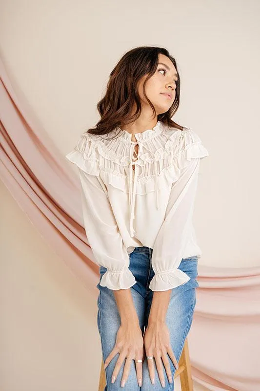 Tied Down Ruffle Blouse