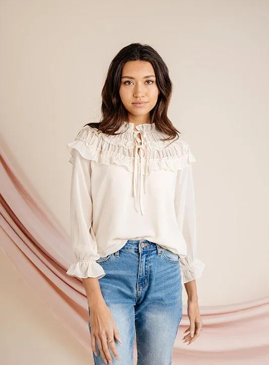 Tied Down Ruffle Blouse