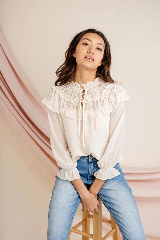 Tied Down Ruffle Blouse