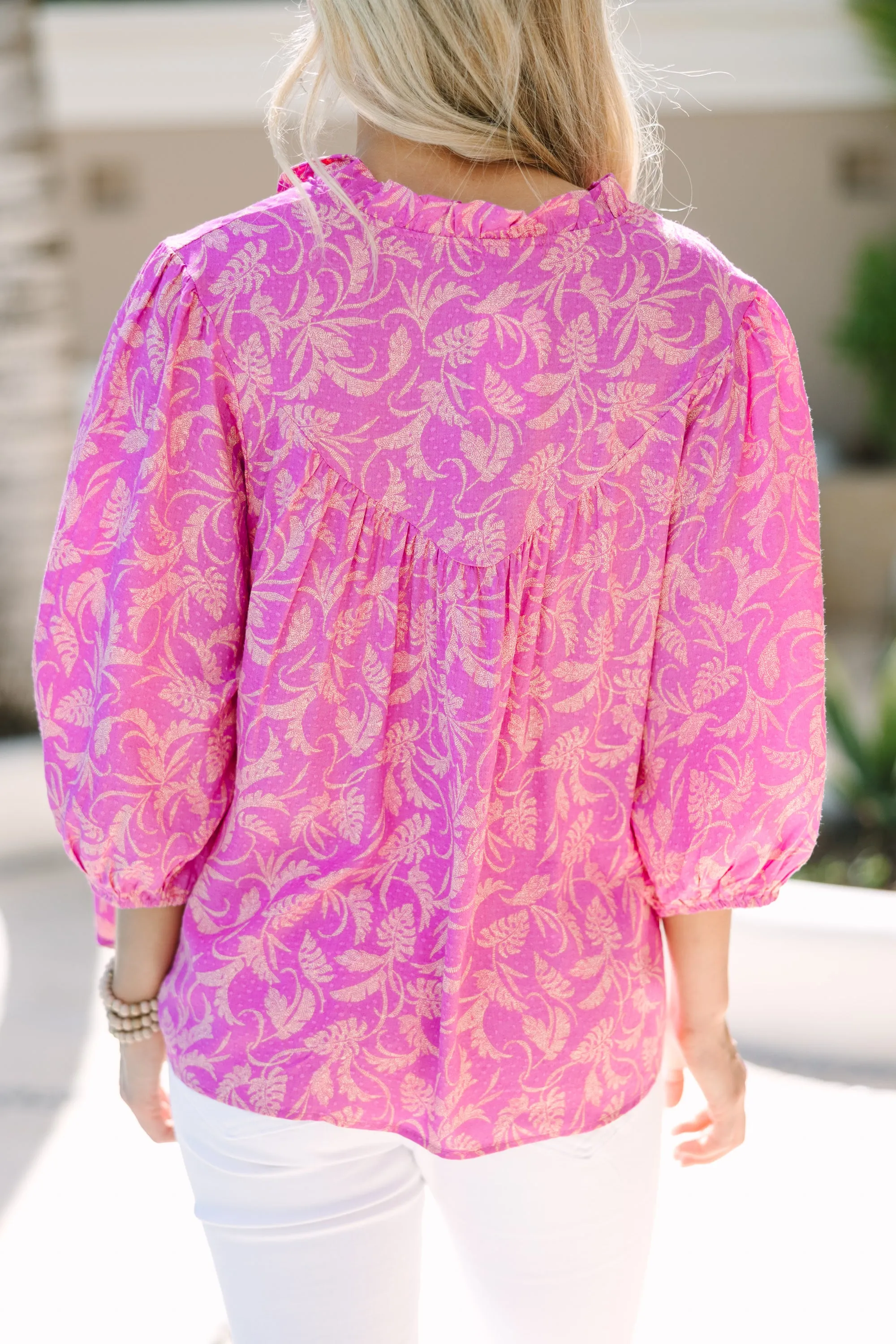 Time To Go Pink Floral Blouse