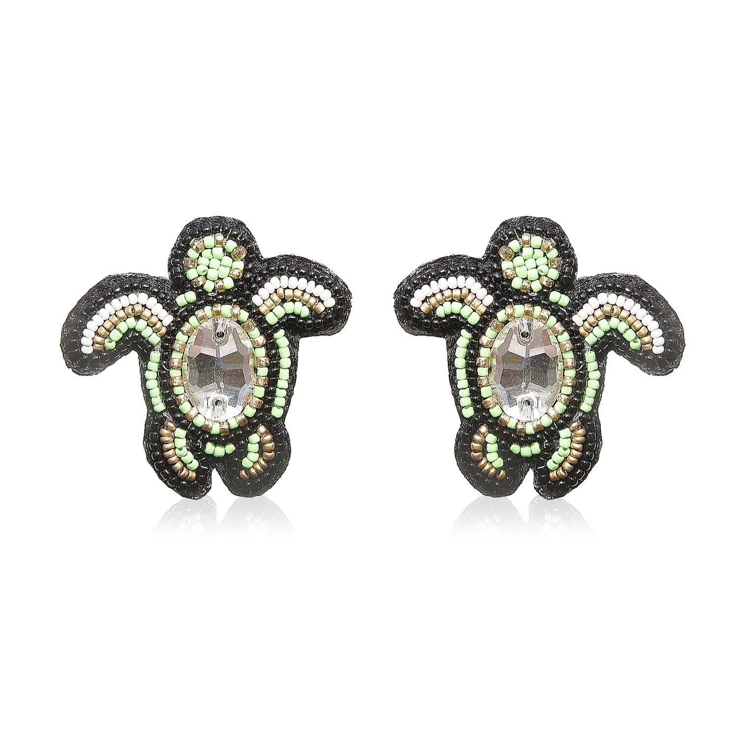 Turtle Green Embroidered Earring