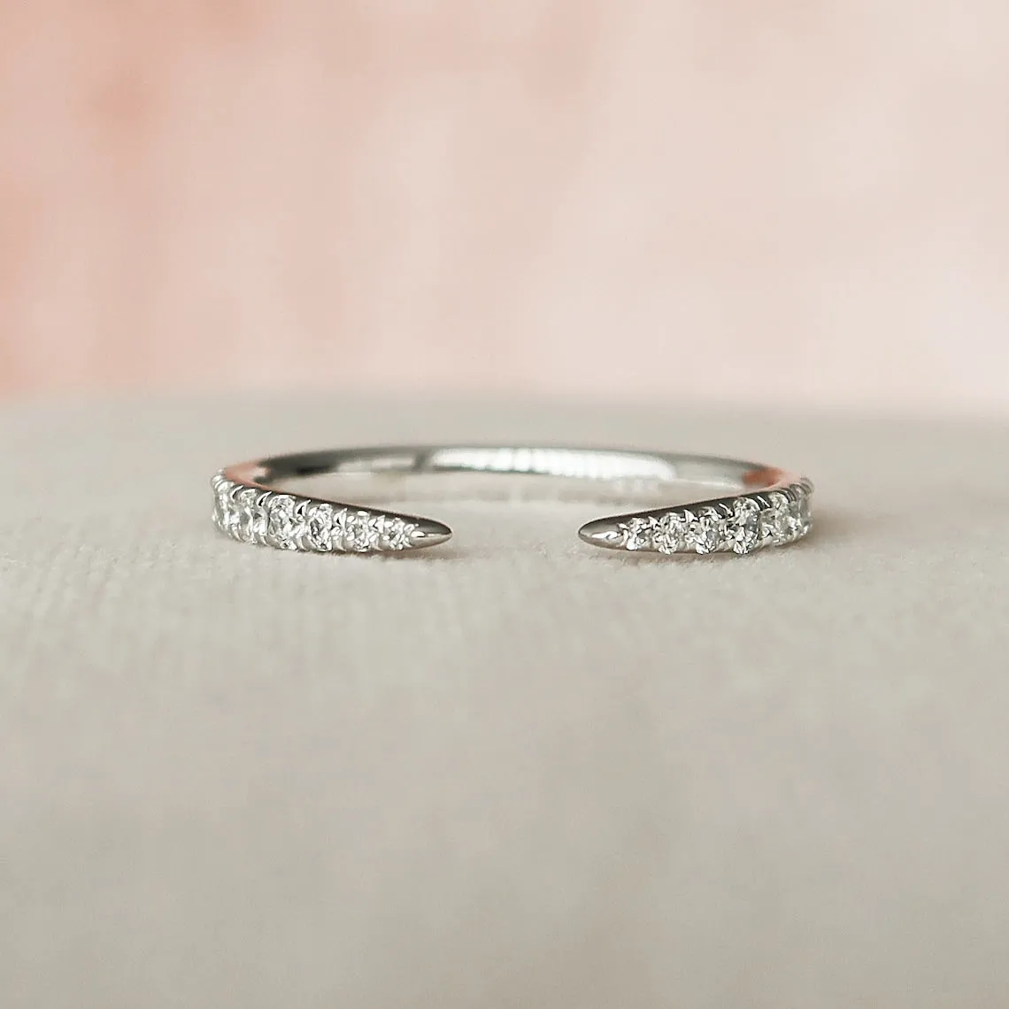 U Pave Rounded Open Wedding Band Ring - CR001