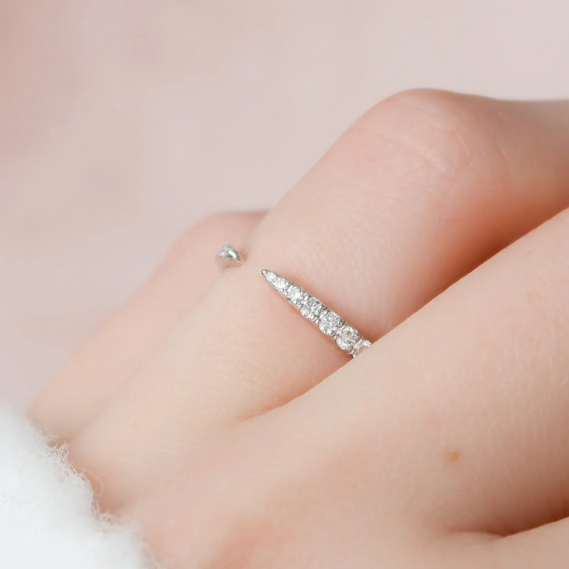 U Pave Rounded Open Wedding Band Ring - CR001