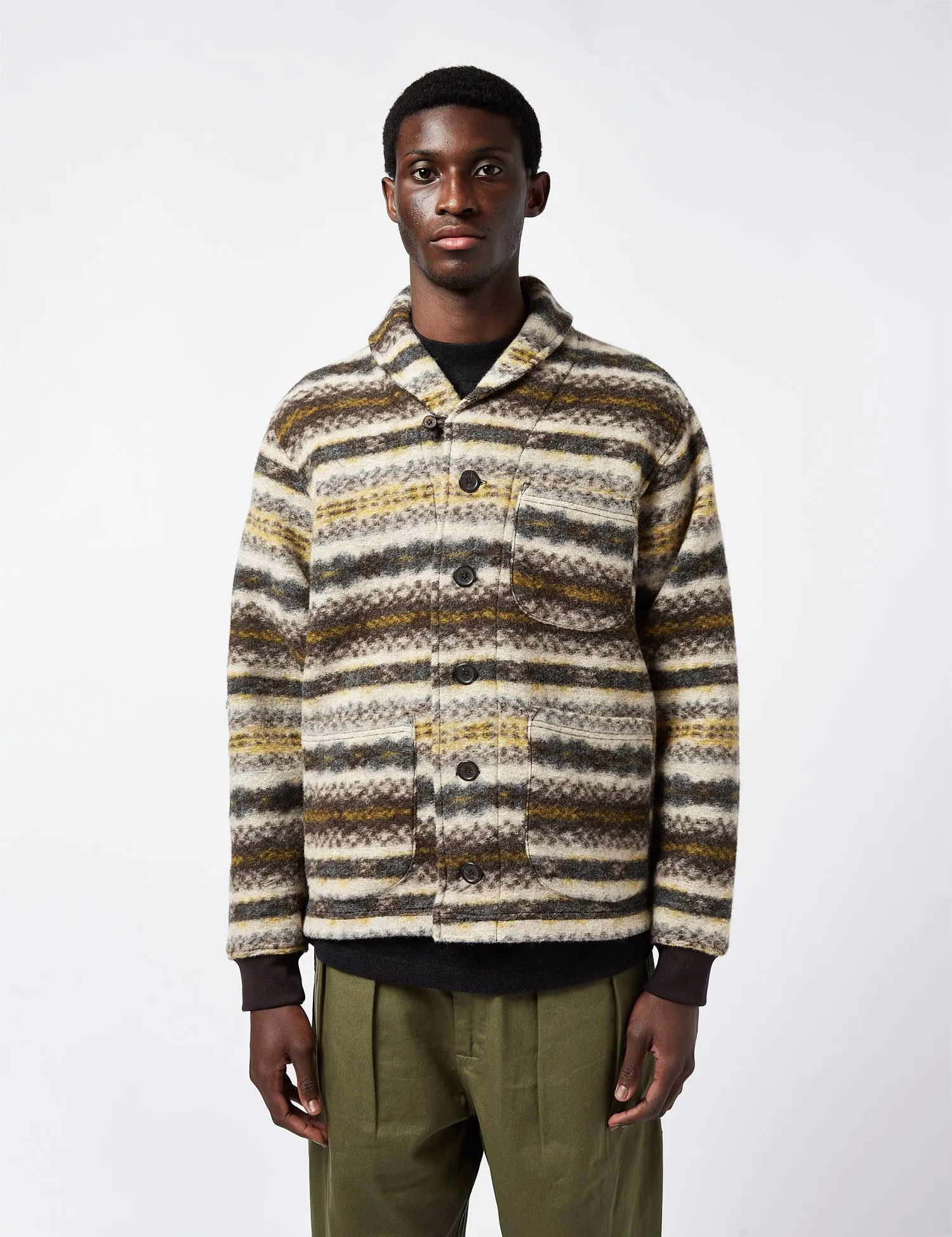 Universal Works New York Cardigan (Merino) - Fairisle Beige