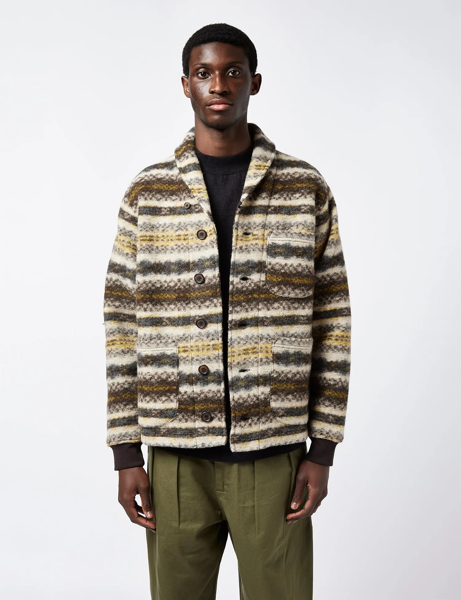 Universal Works New York Cardigan (Merino) - Fairisle Beige