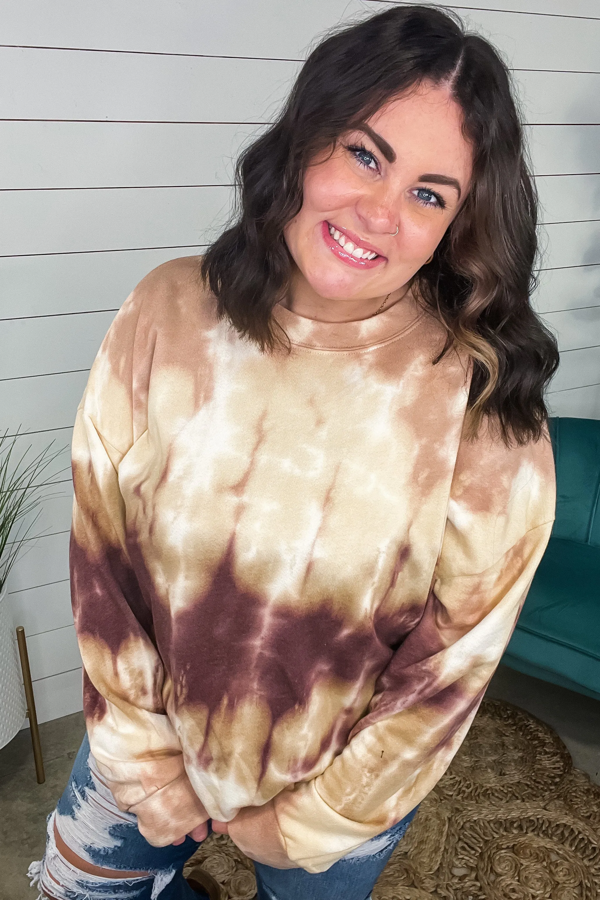 Up In Smoke- Mustard & Purple Tie Dye Sweatshirt