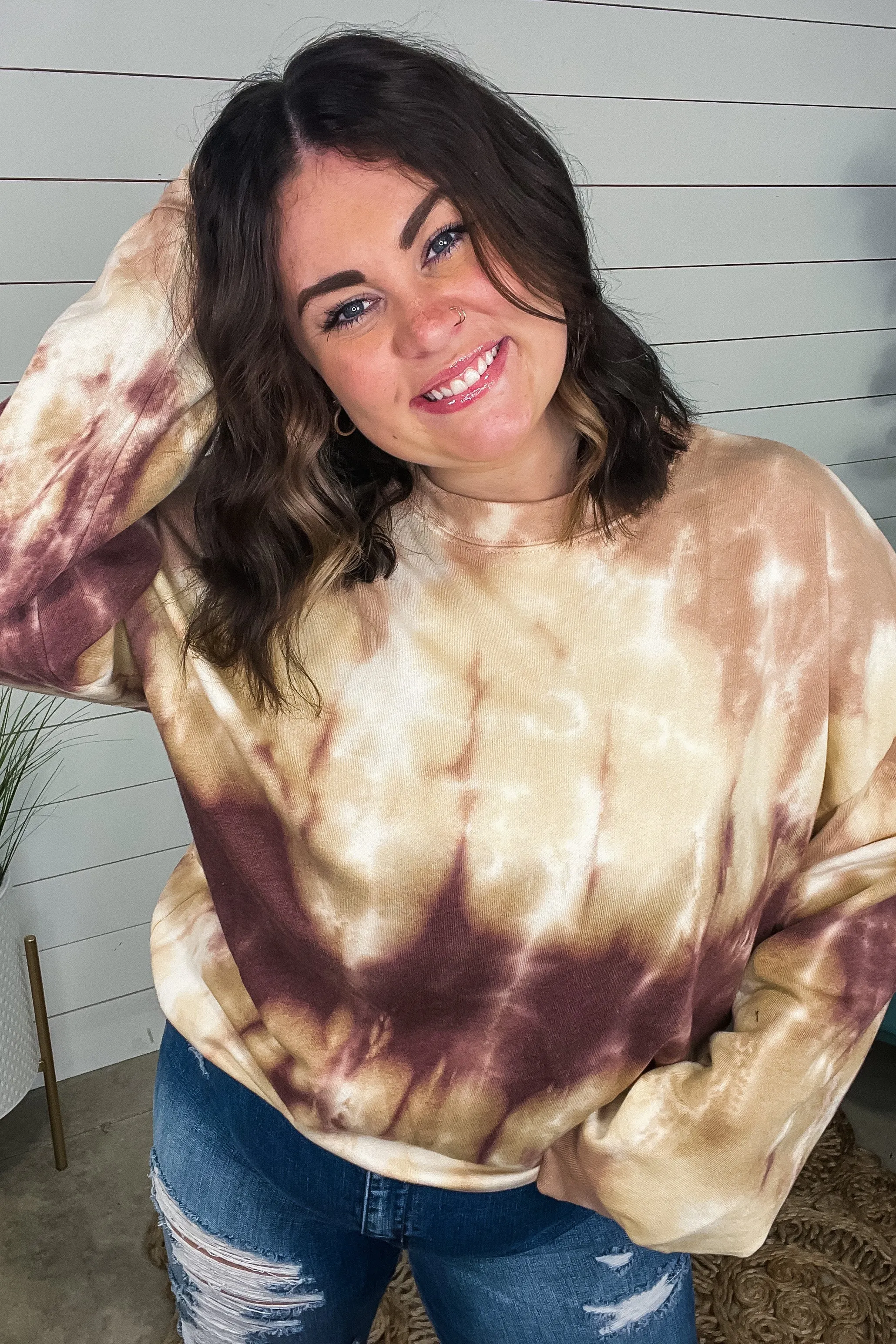 Up In Smoke- Mustard & Purple Tie Dye Sweatshirt