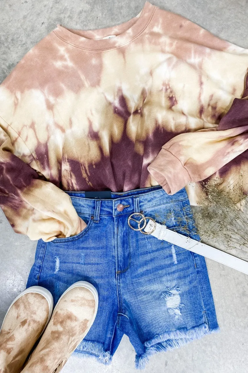 Up In Smoke- Mustard & Purple Tie Dye Sweatshirt