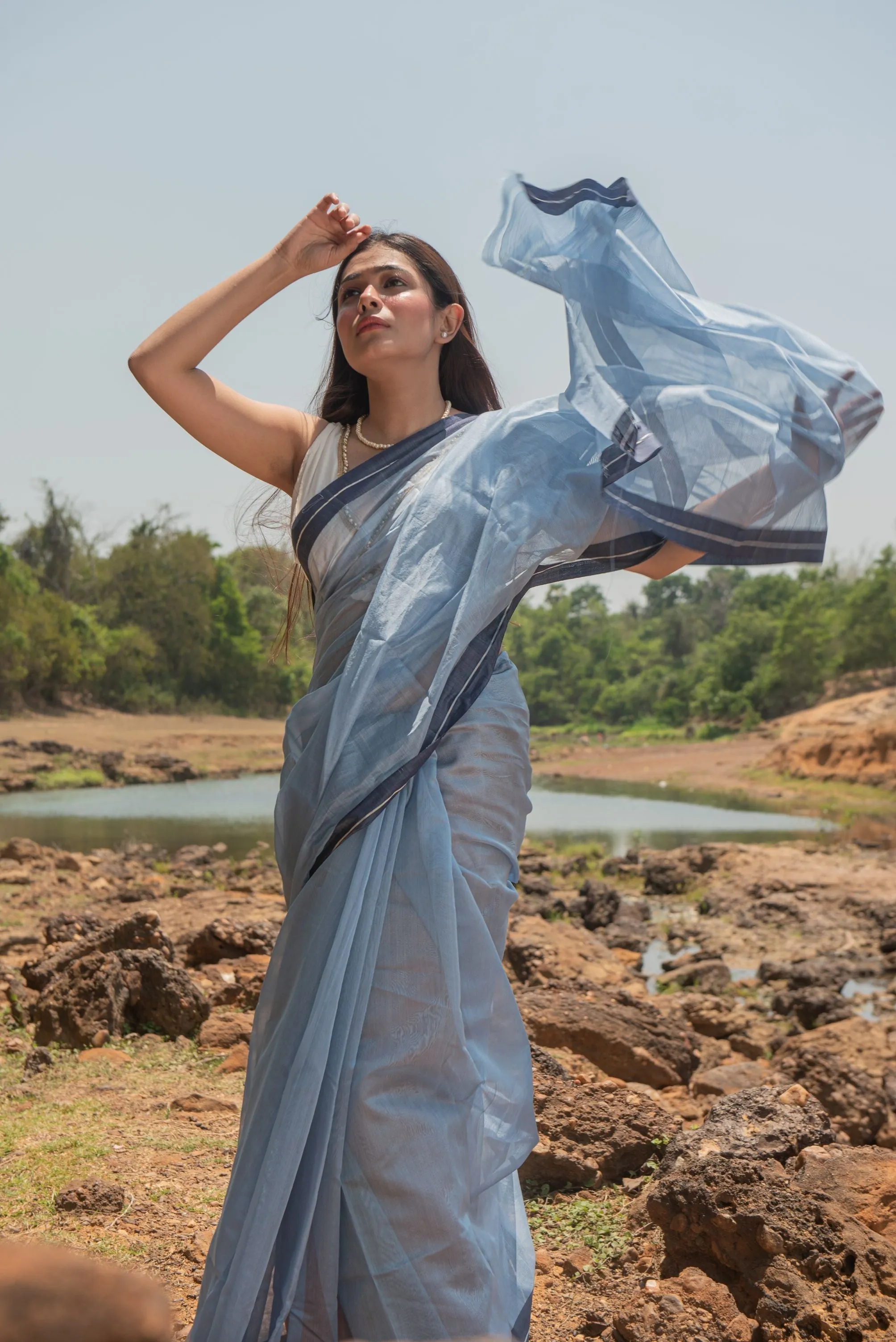 Utsav silk cotton saree -  Akash