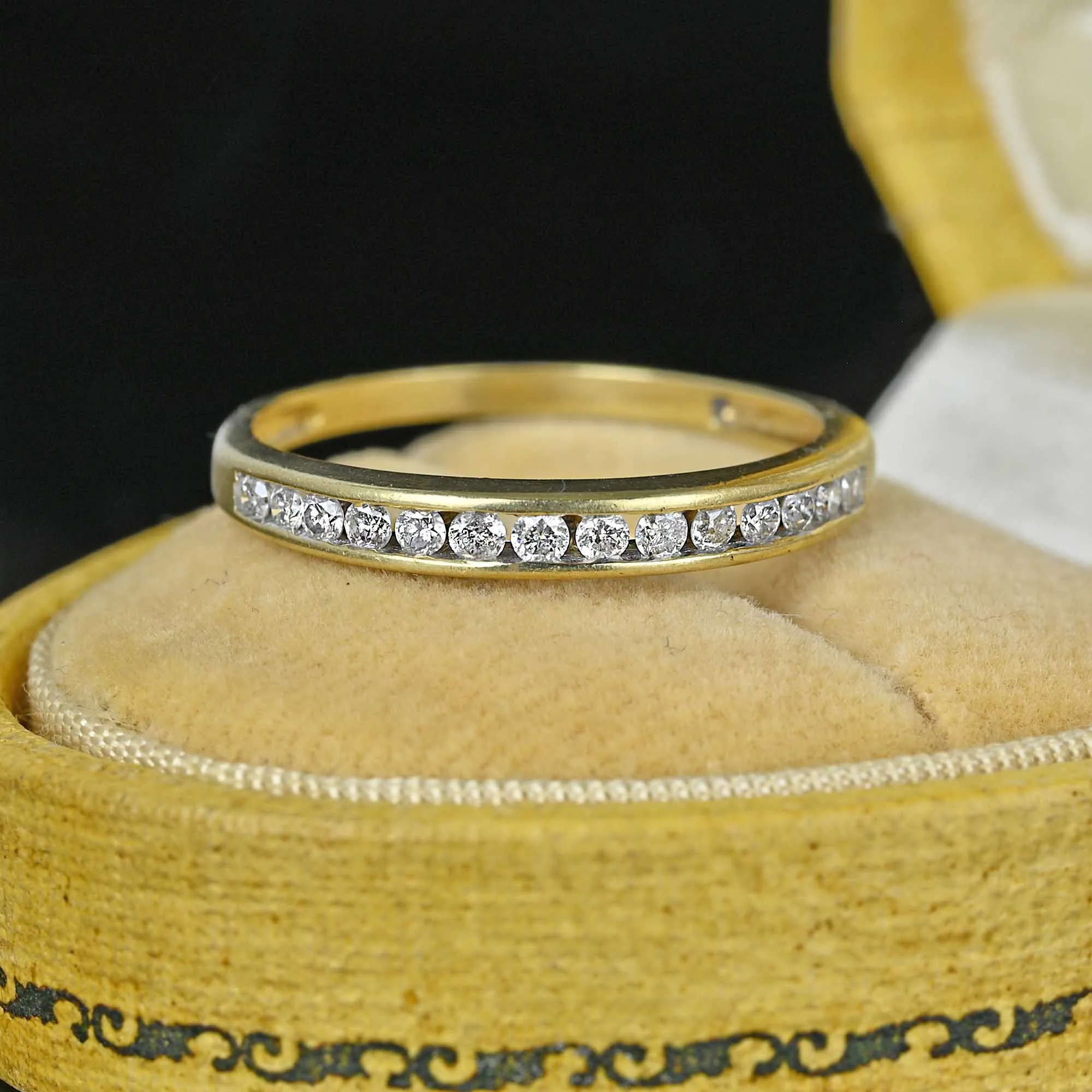 Vintage 1/4 Carat Diamond Half Eternity Ring Band in Gold