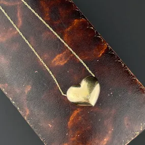 Vintage 14K Gold Puffy Heart Pendant Necklace