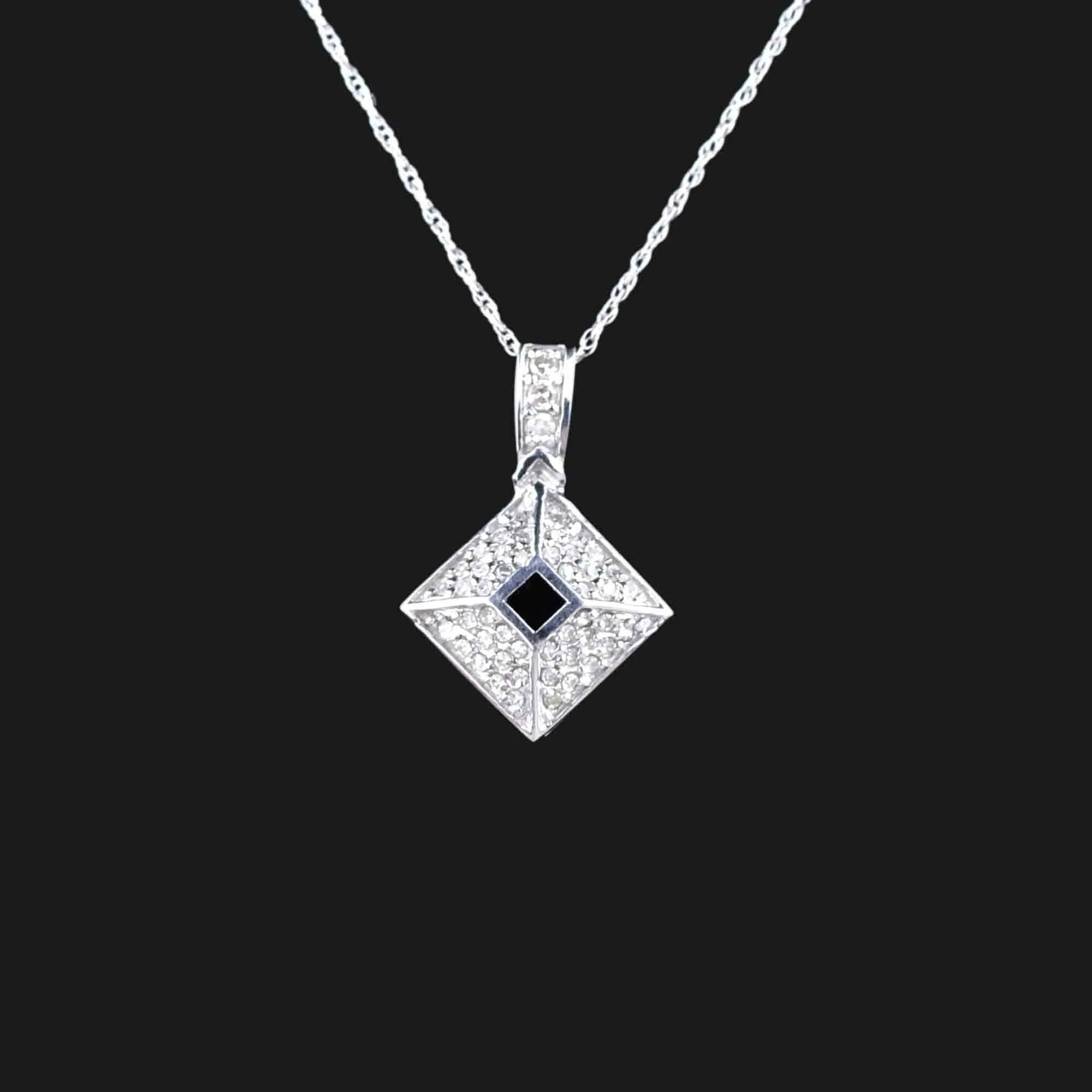 Vintage 14K White Gold Diamond Cluster Pendant