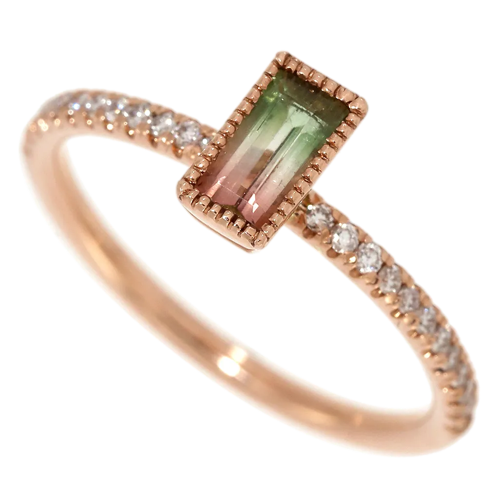 Watermelon Tourmaline Stacker Ring