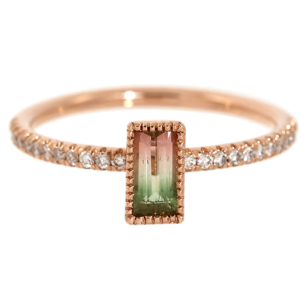 Watermelon Tourmaline Stacker Ring