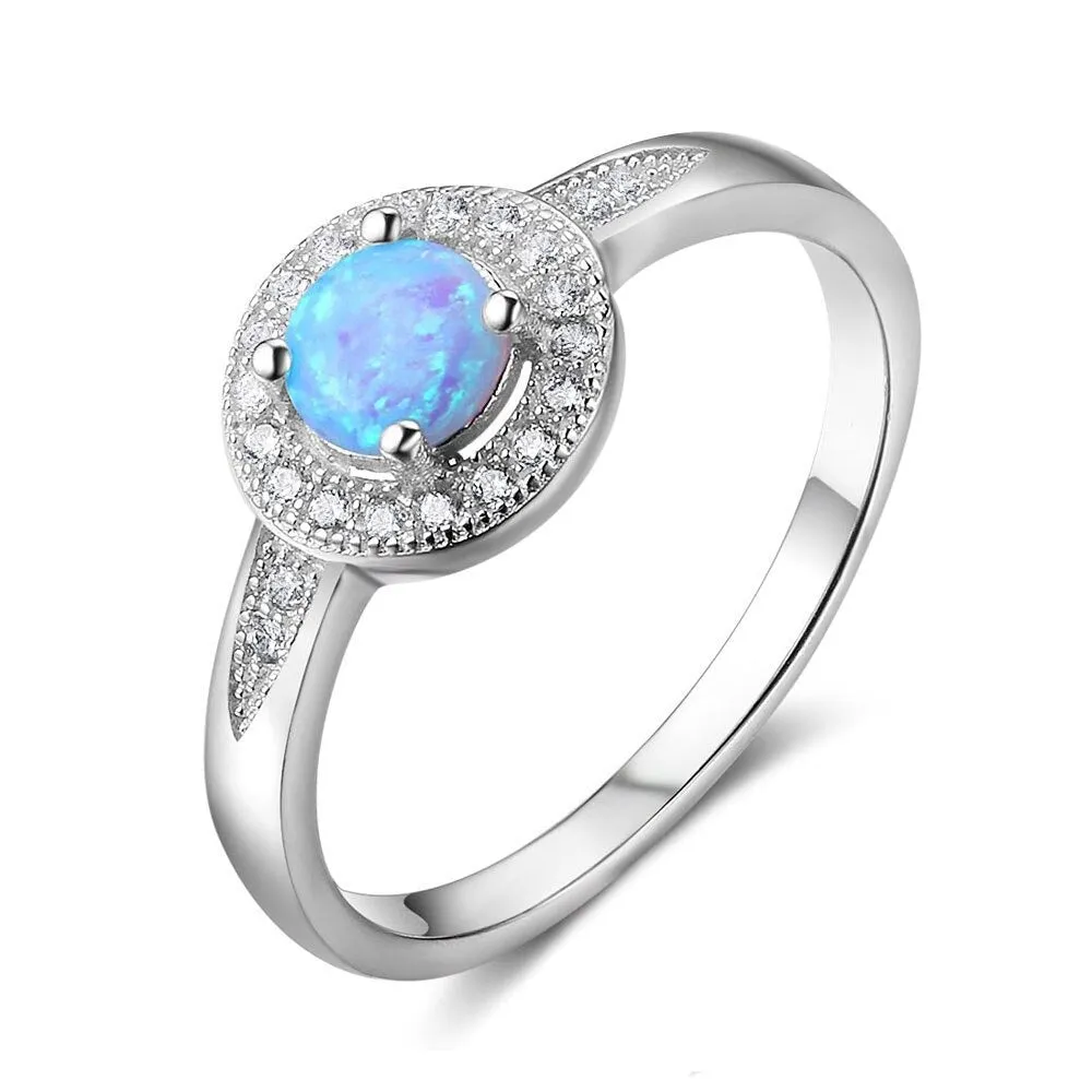 Women Color Ring With Blue Opal Stone