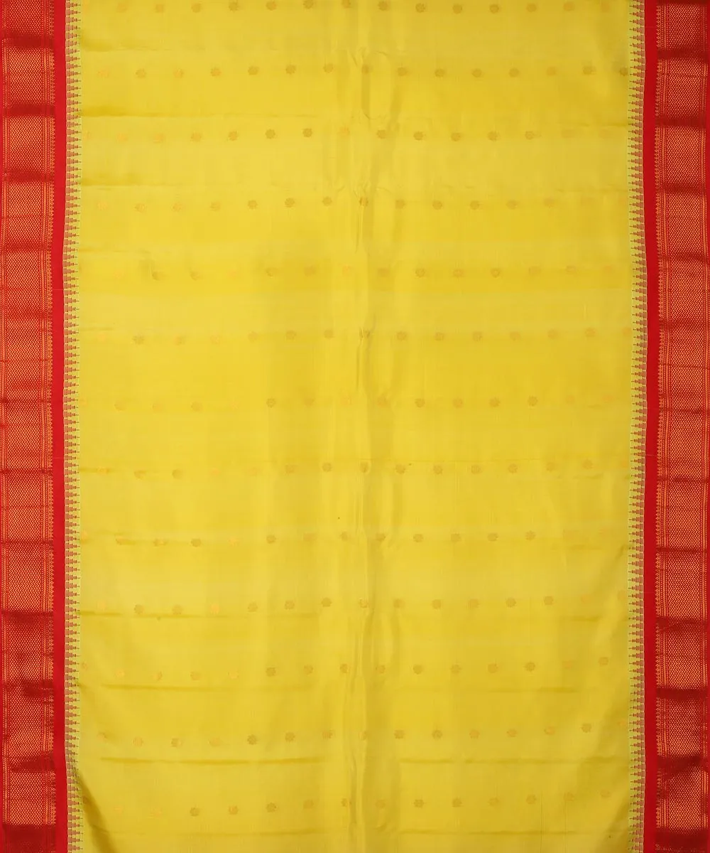 Yellow red gadwal silk handwoven saree